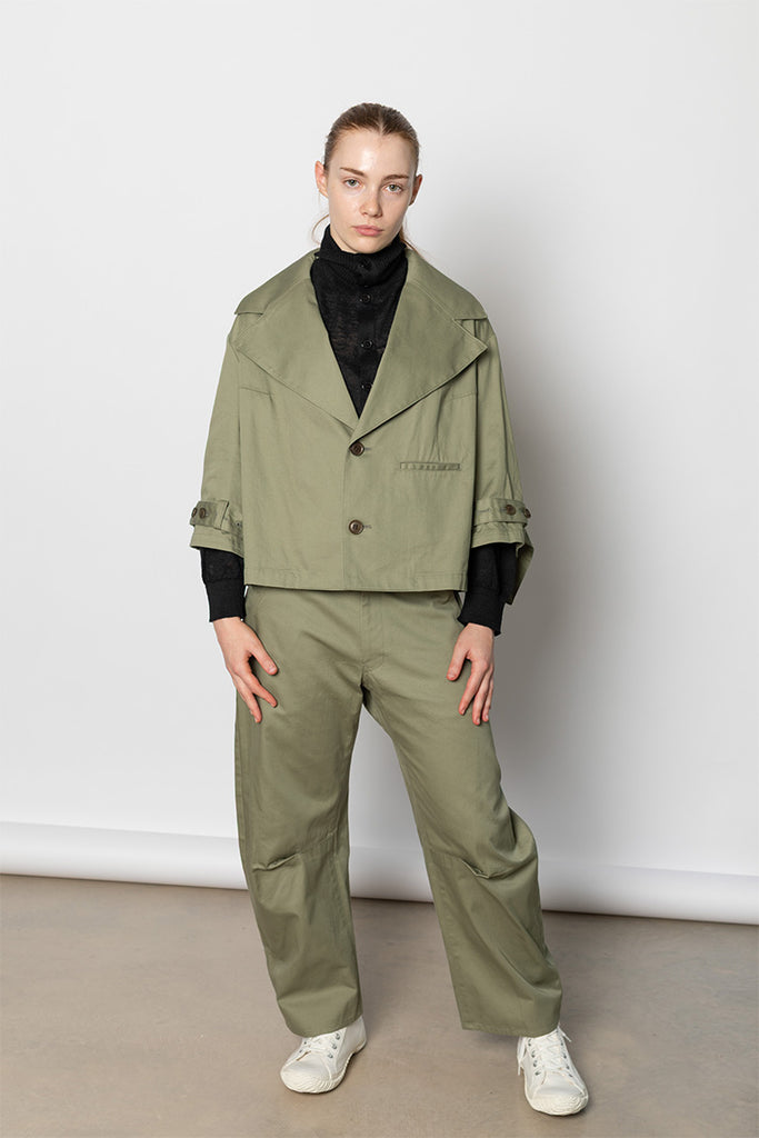 Wide Collar Jacket - Khaki