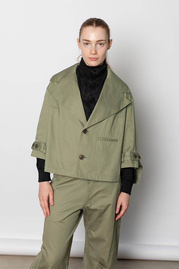 Wide Collar Jacket - Khaki
