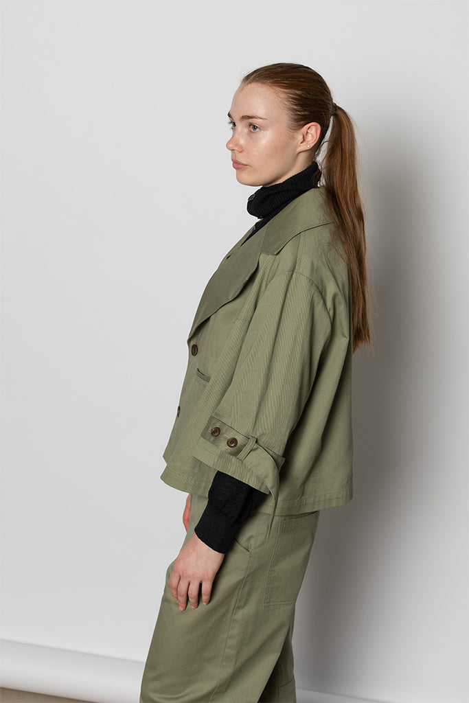 Wide Collar Jacket - Khaki
