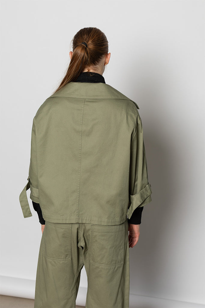 Wide Collar Jacket - Khaki