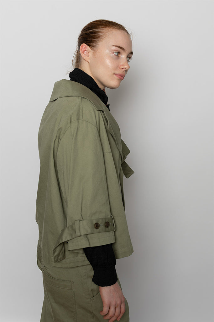 Wide Collar Jacket - Khaki