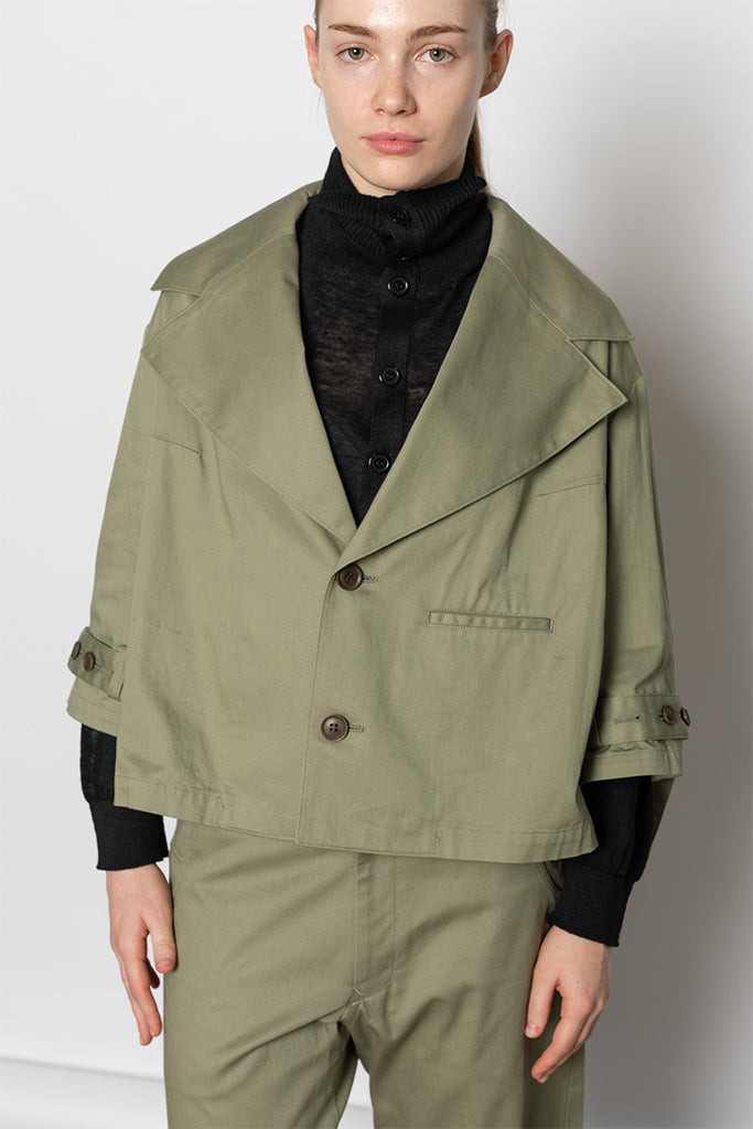 Wide Collar Jacket - Khaki