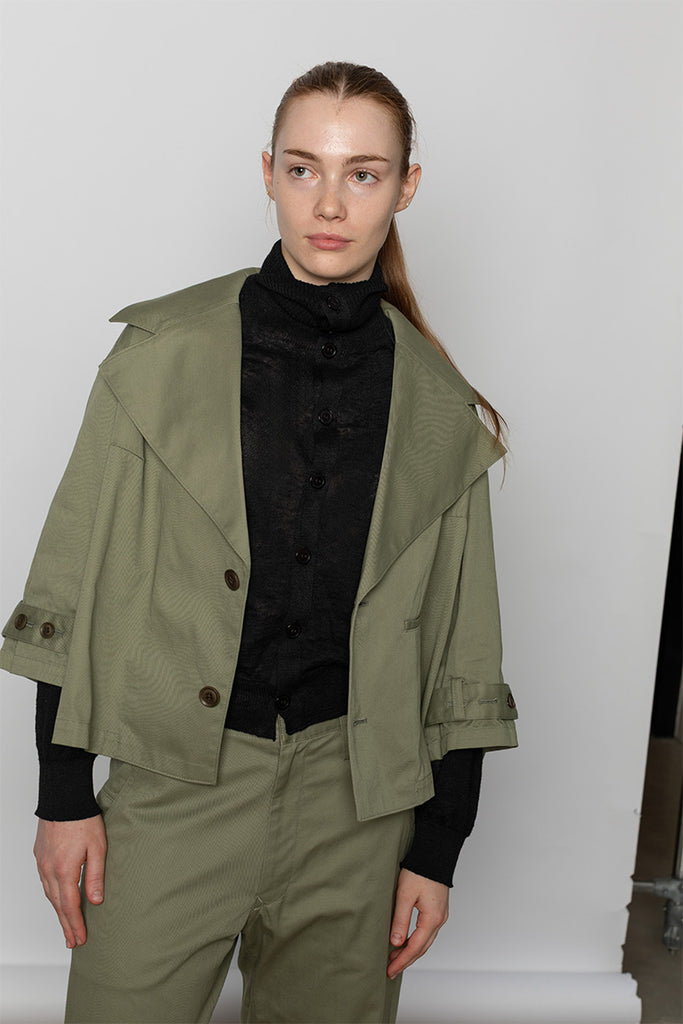 Wide Collar Jacket - Khaki