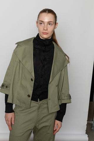 Wide Collar Jacket - Khaki