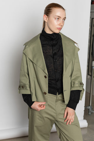 Wide Collar Jacket - Khaki