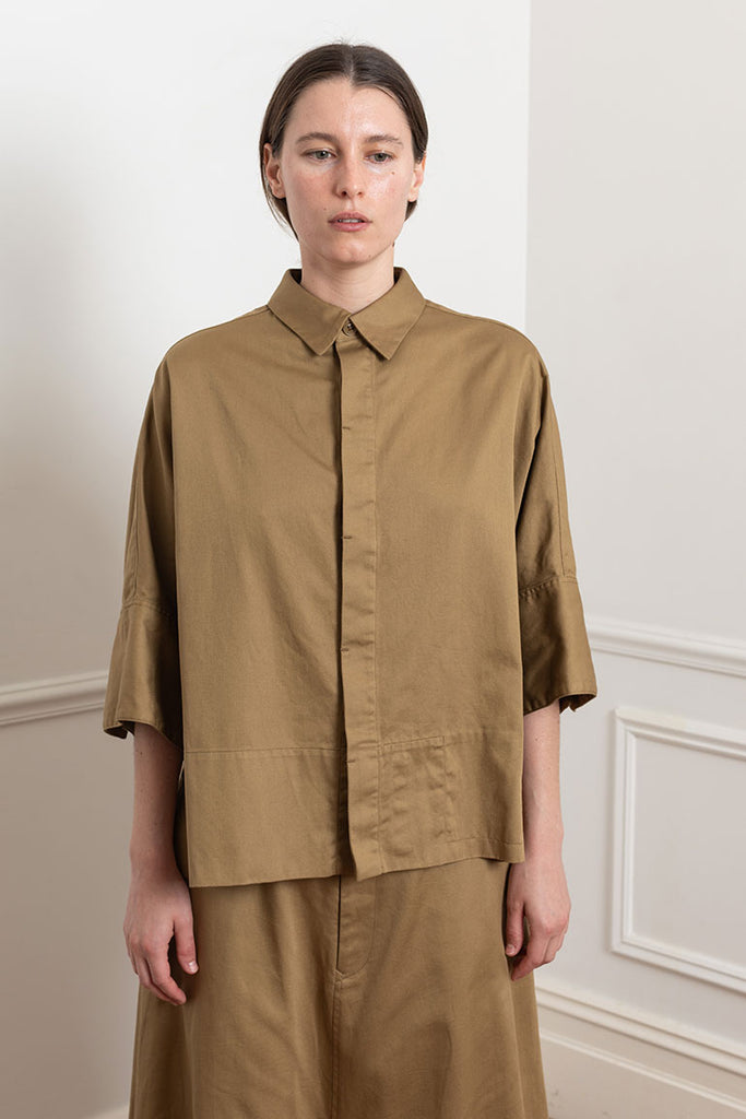 Wide Cuff Shirt - Beige