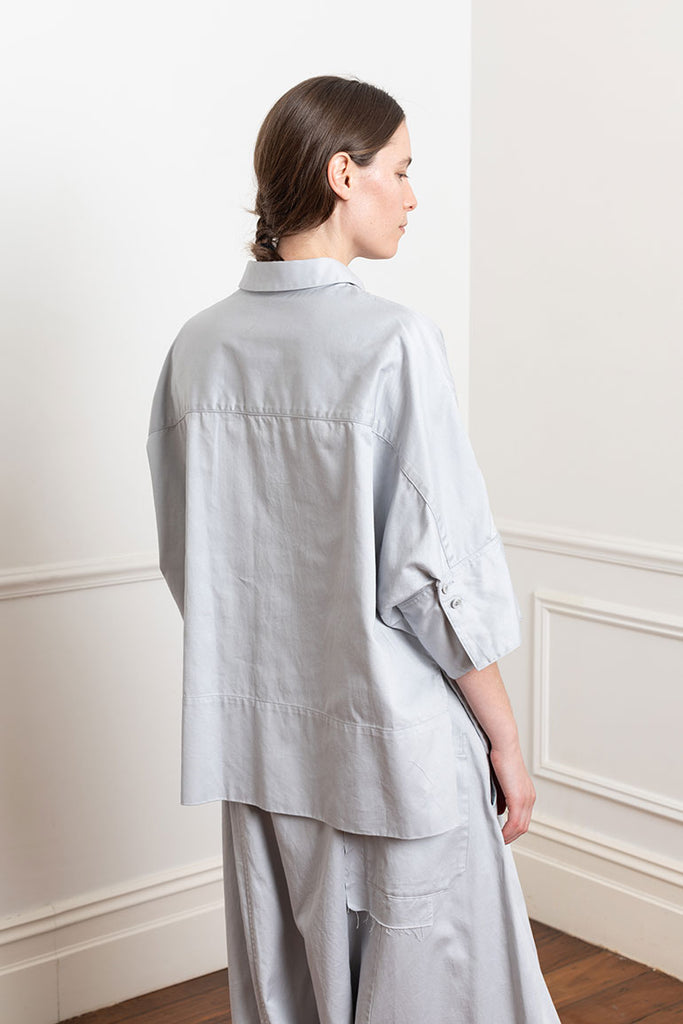 Wide Cuff Shirt - Light Grey