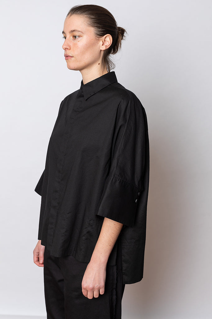 Wide Cuffs Shirt - Black