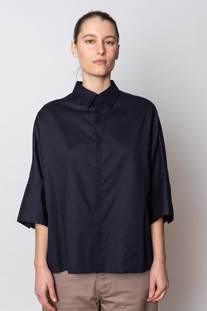 Wide Cuffs Shirt - Navy