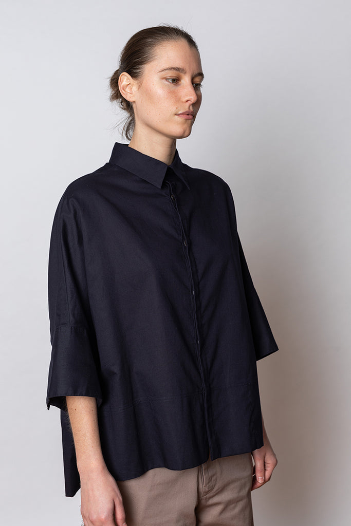 Wide Cuffs Shirt - Navy