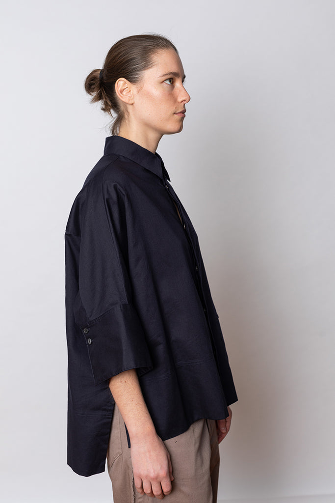 Wide Cuffs Shirt - Navy