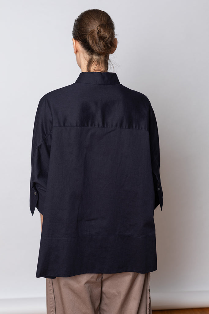 Wide Cuffs Shirt - Navy