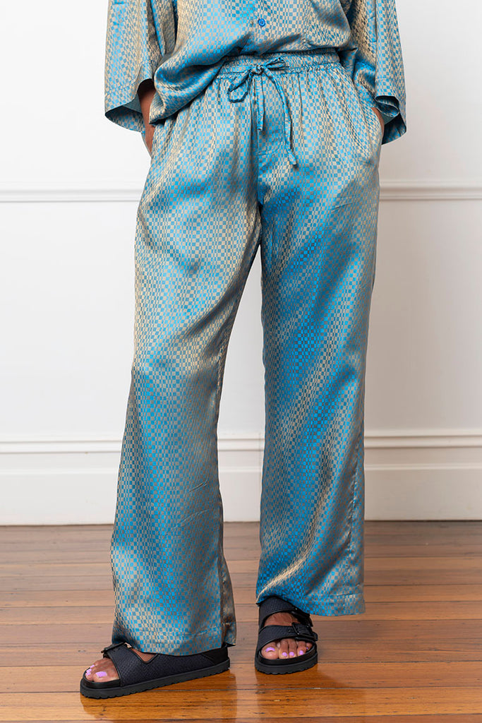 Wide Leg Lounge Pant - Blue