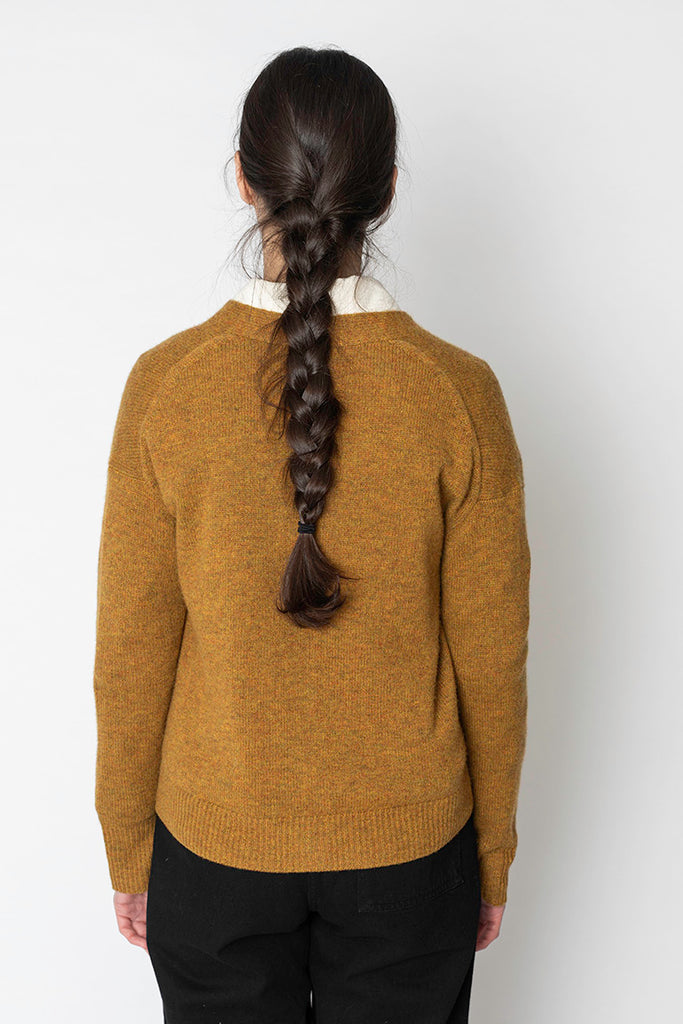 Wool Cashmere Boxy Cardigan - Tumeric