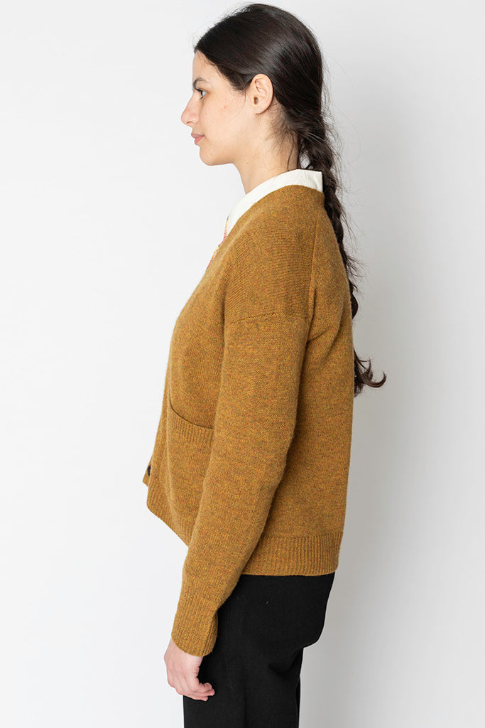 Wool Cashmere Boxy Cardigan - Tumeric