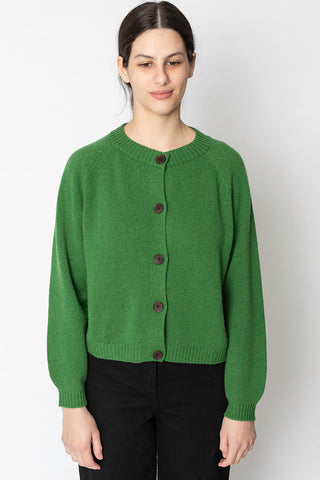 Wool Cashmere Raglan Cardigan - Mineral Green