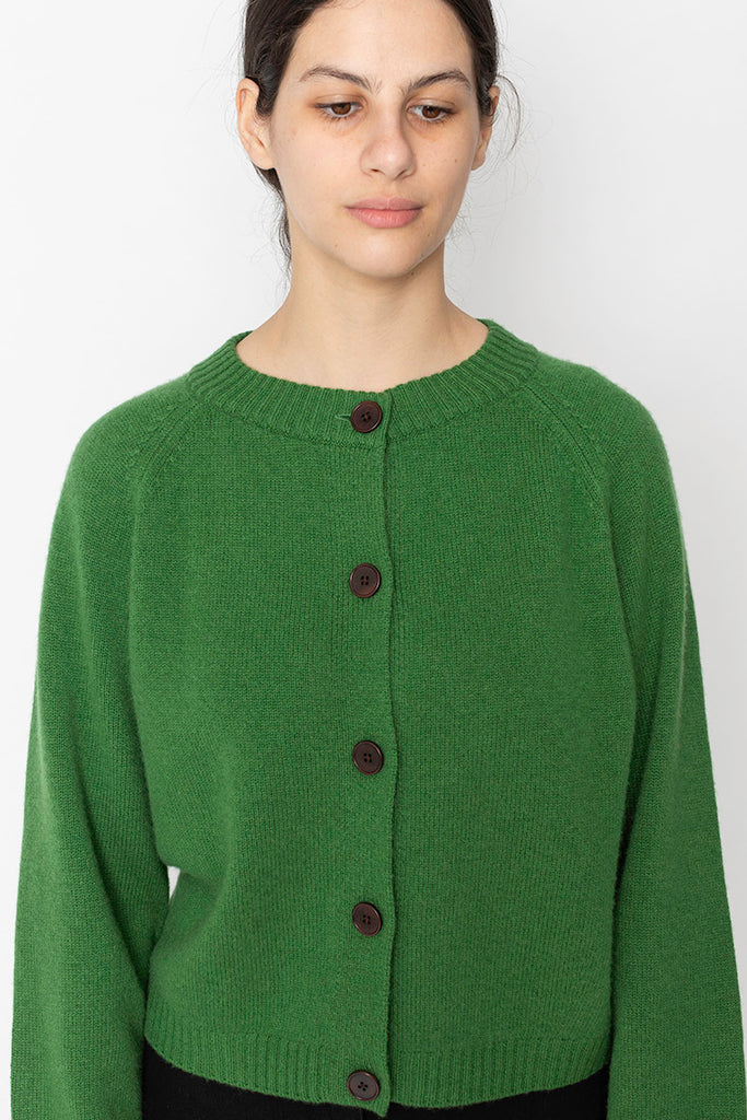 Wool Cashmere Raglan Cardigan - Mineral Green