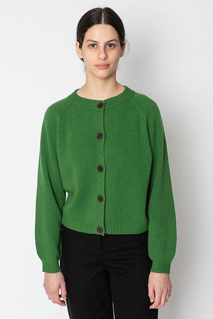 Wool Cashmere Raglan Cardigan - Mineral Green