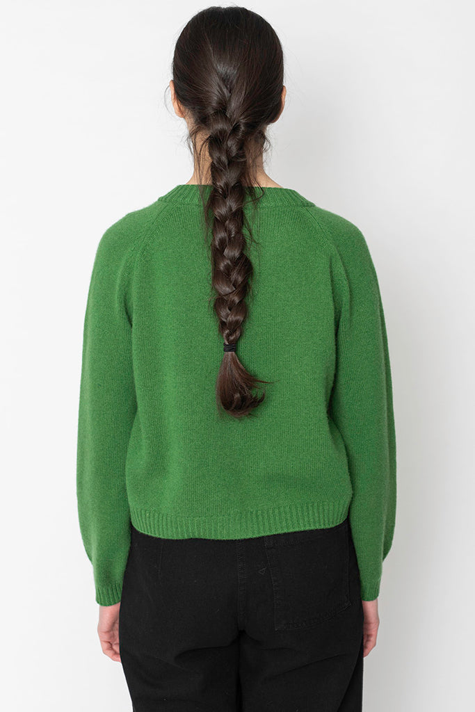 Wool Cashmere Raglan Cardigan - Mineral Green