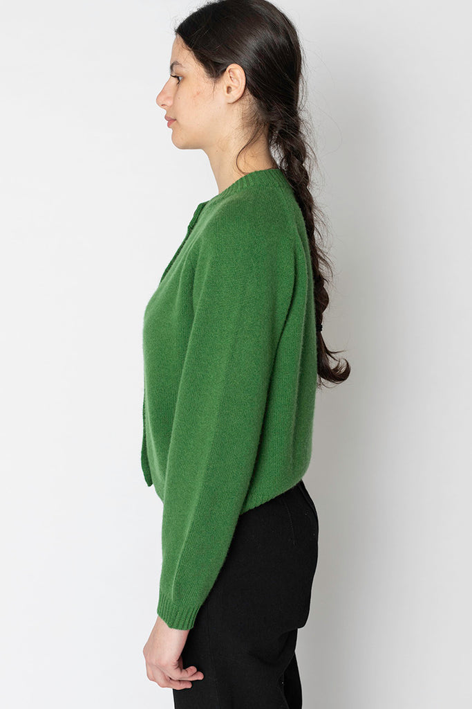 Wool Cashmere Raglan Cardigan - Mineral Green