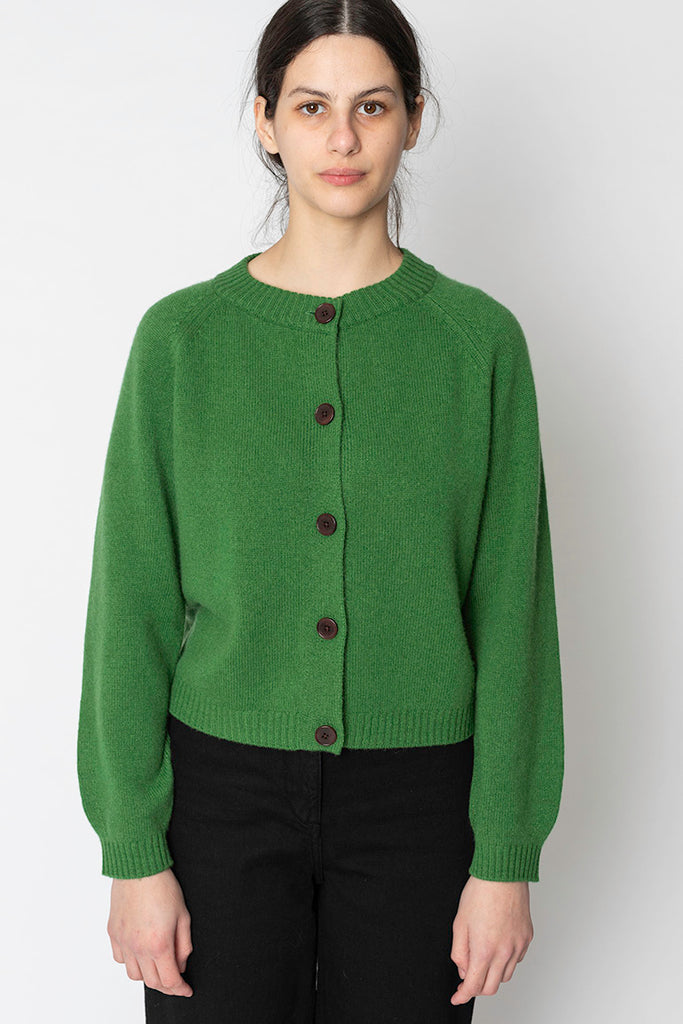 Wool Cashmere Raglan Cardigan - Mineral Green