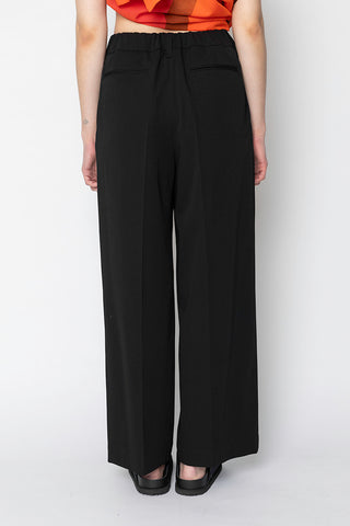 Wool Gabardine Pleated Pant - Black