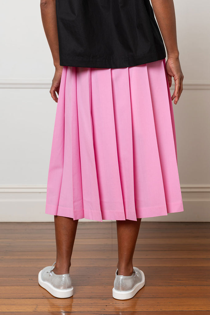 Pleated Tropical Wool Skirt - Pink