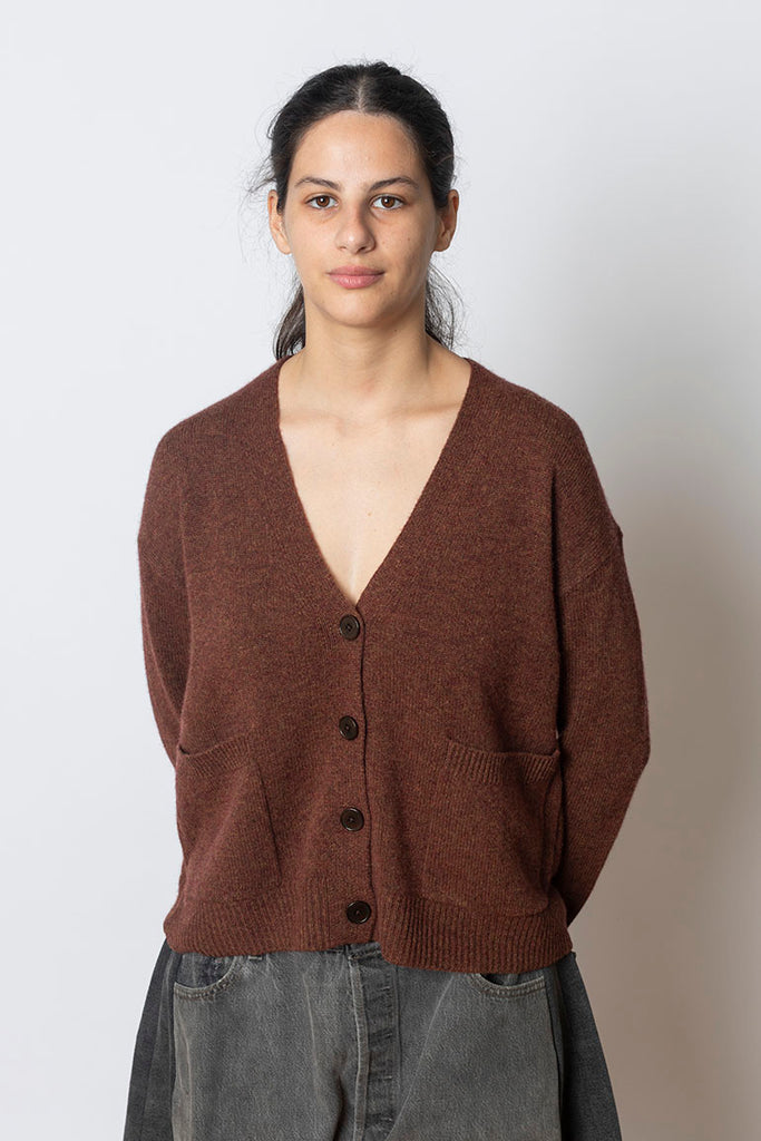 Wool Cashmere Boxy Cardigan - Pecan