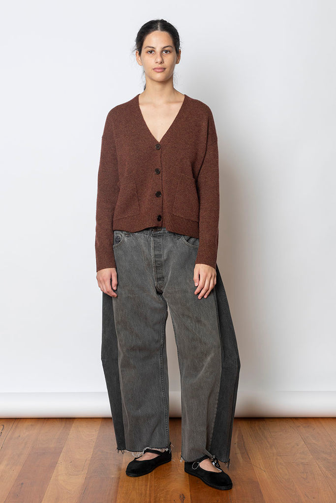 Wool Cashmere Boxy Cardigan - Pecan