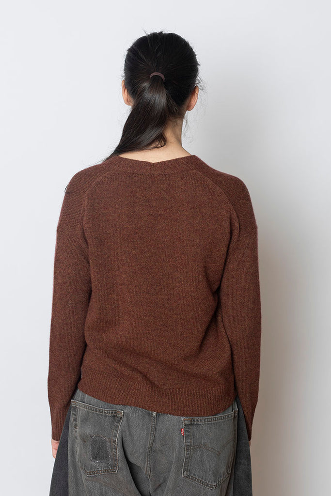 Wool Cashmere Boxy Cardigan - Pecan