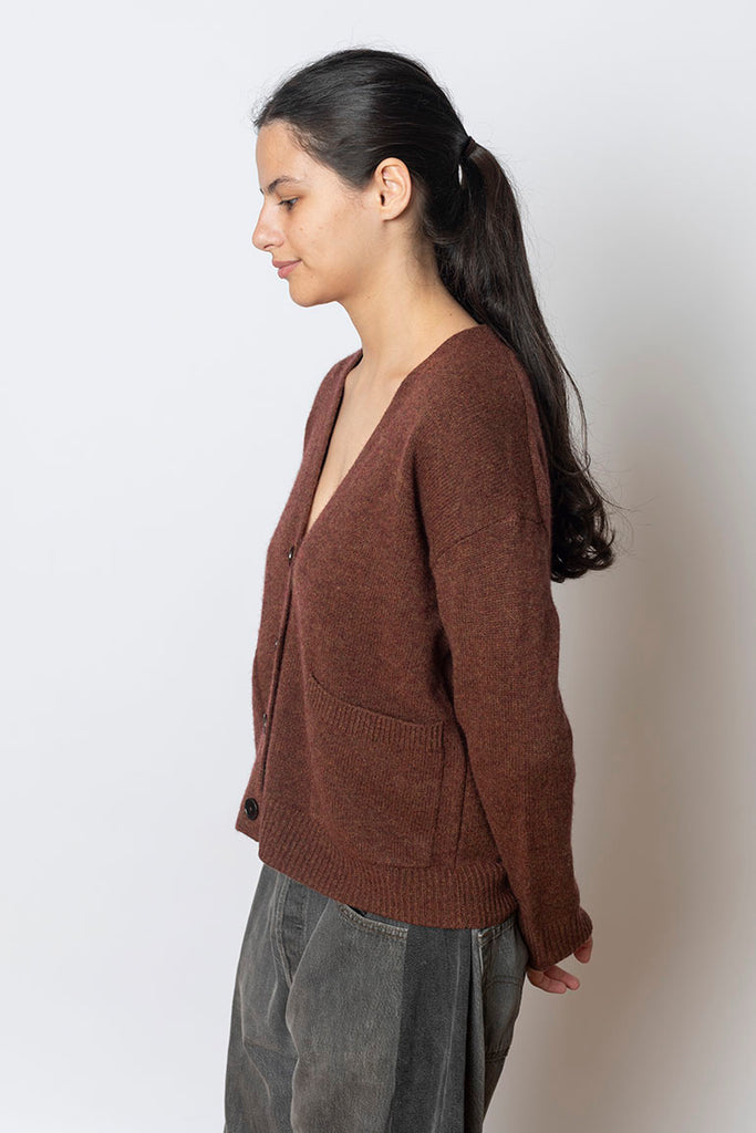 Wool Cashmere Boxy Cardigan - Pecan