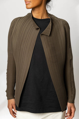 Wooly Pleats Cardigan - Khaki
