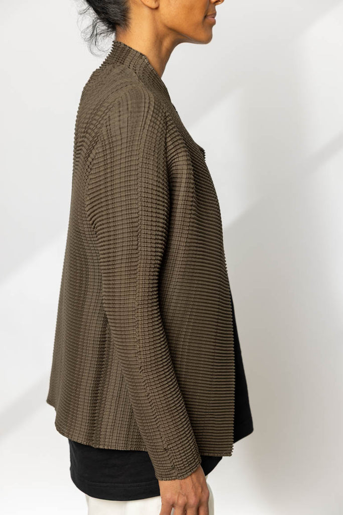 Wooly Pleats Cardigan - Khaki
