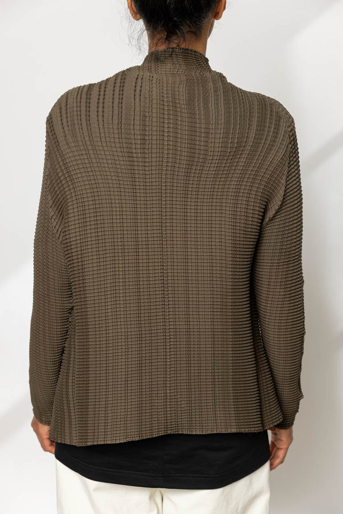 Wooly Pleats Cardigan - Khaki