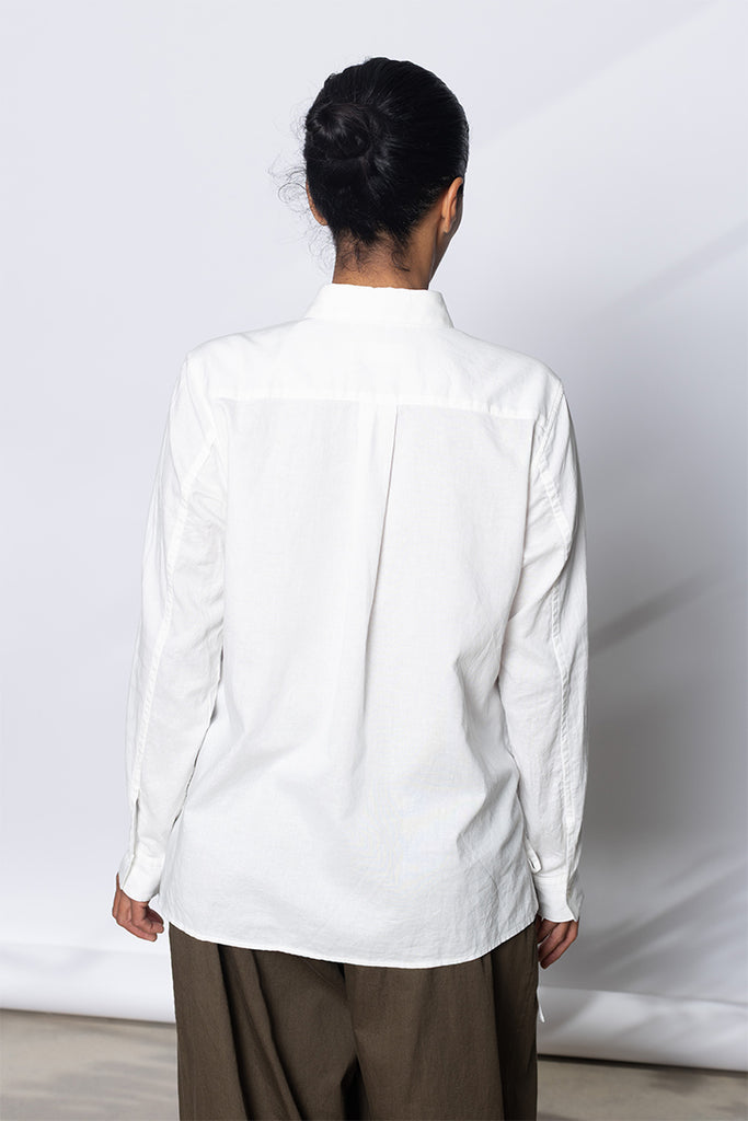 Drawstring Gather Long Sleeve Blouse - White