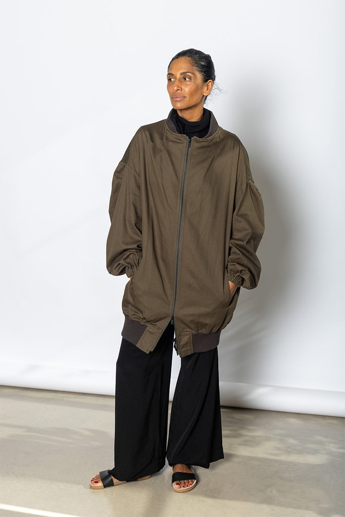 Long Blouson Jacket - Khaki