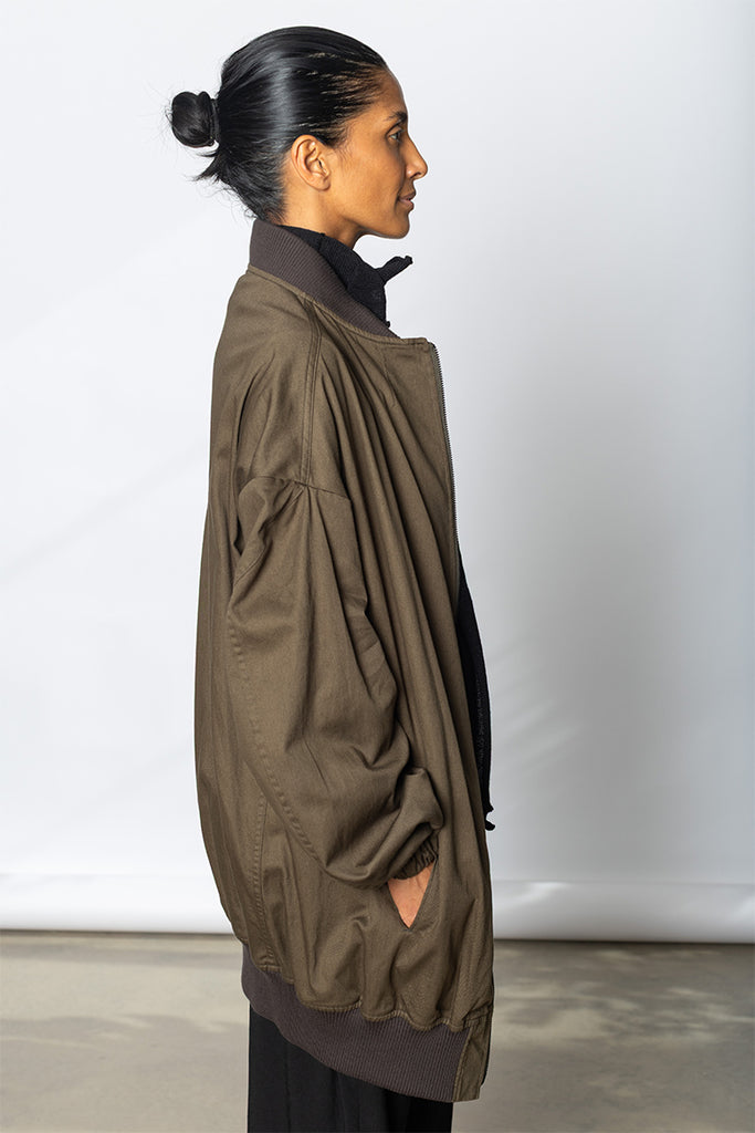 Long Blouson Jacket - Khaki