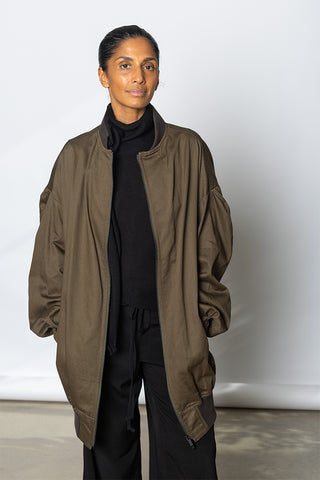 Long Blouson Jacket - Khaki