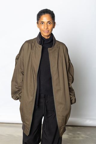 Long Blouson Jacket - Khaki