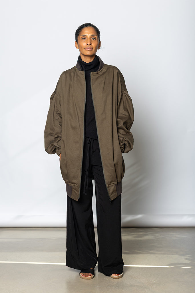 Long Blouson Jacket - Khaki