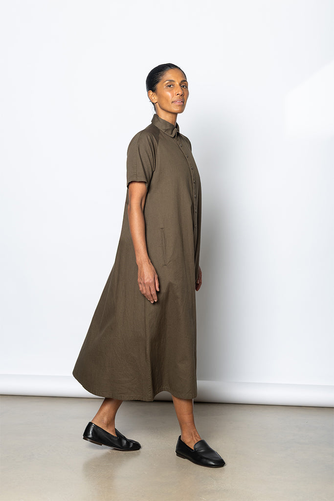 Raglan Shirt Dress - Khaki