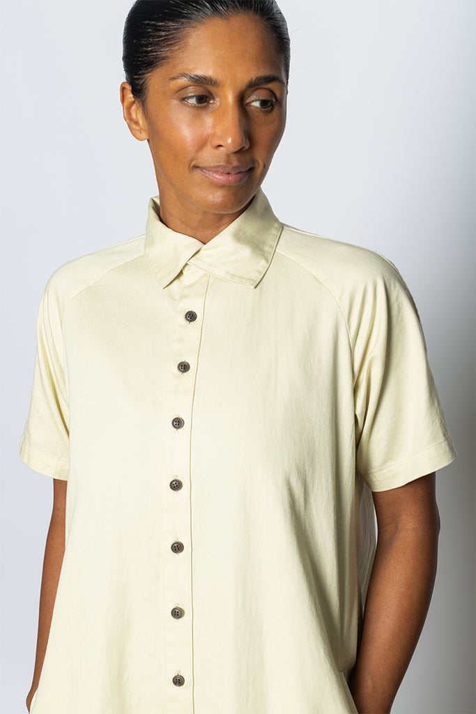 Raglan Shirt Dress - Light Yellow