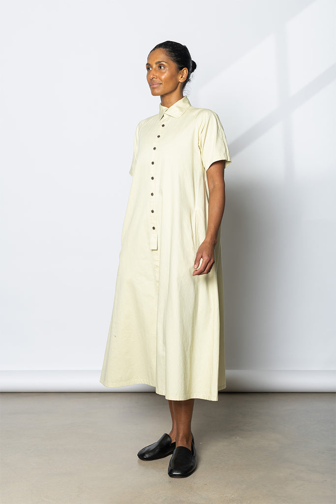 Raglan Shirt Dress - Light Yellow