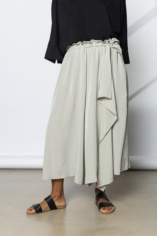 Slit Gathered Pants - Light Grey