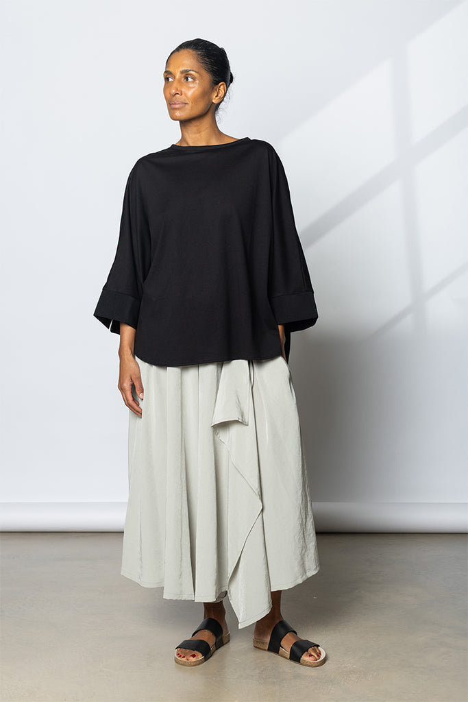 Slit Gathered Pants - Light Grey
