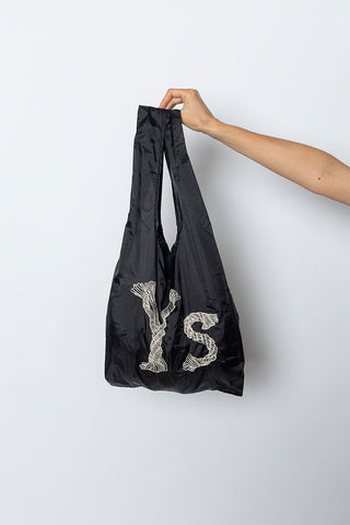 Y's Logo Stitched Shopping Bag - Black