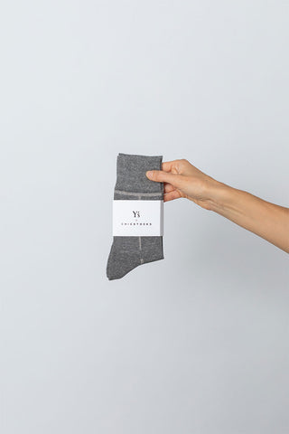 Y's × Chicstocks Line Glitter Socks - Grey