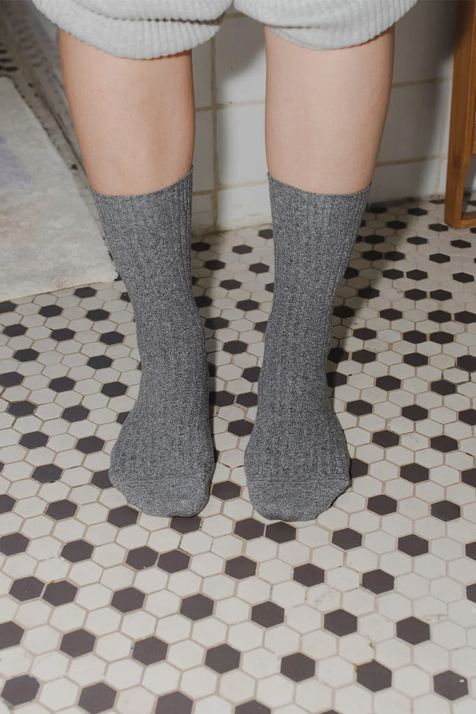 Rib Ankle Socks - Grey Melange