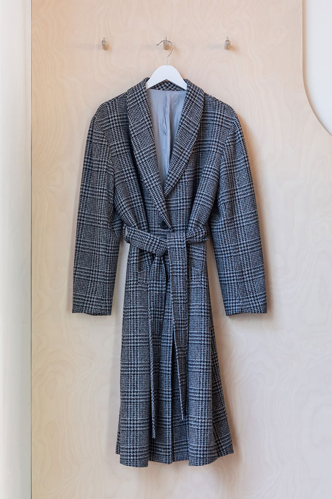Mahsa Belted Wool Coat - Grey/Brown