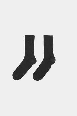 Rib Ankle Socks - Black Melange